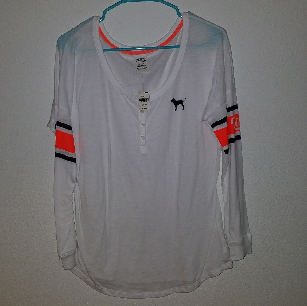 White PINK Campus Tee NWT